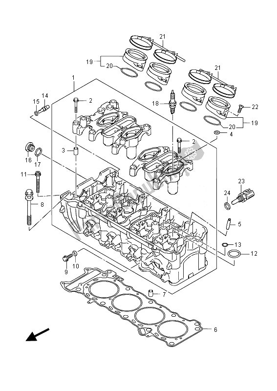 Alle onderdelen voor de Cilinderkop van de Suzuki GSX R 750 2014
