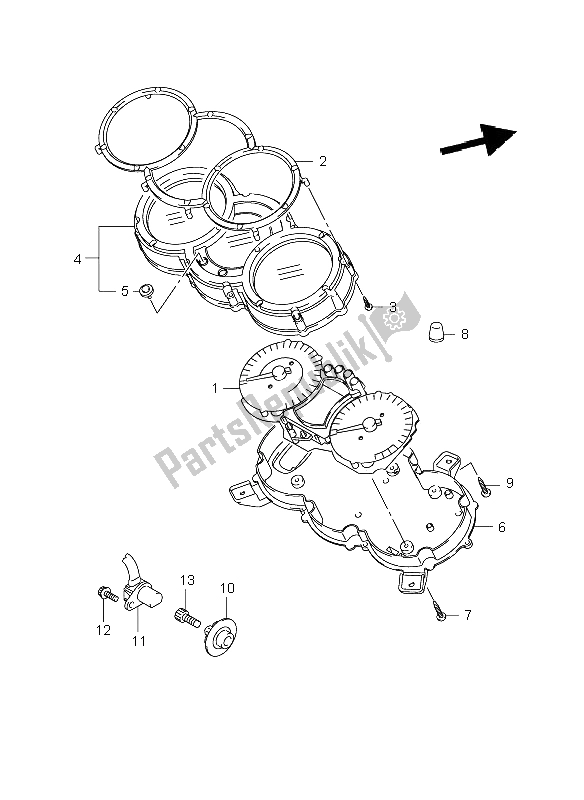 All parts for the Speedometer of the Suzuki DL 1000 V Strom 2008