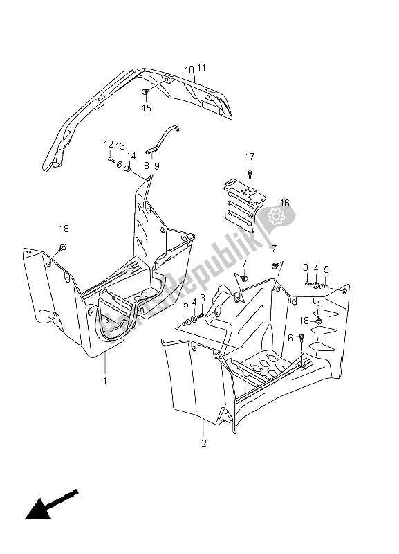 All parts for the Mudguard (lt-a400fz P17) of the Suzuki LT A 400Z Kingquad ASI 4X4 2012