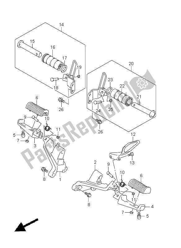 Tutte le parti per il Poggiapiedi del Suzuki VZ 800 Marauder 2006