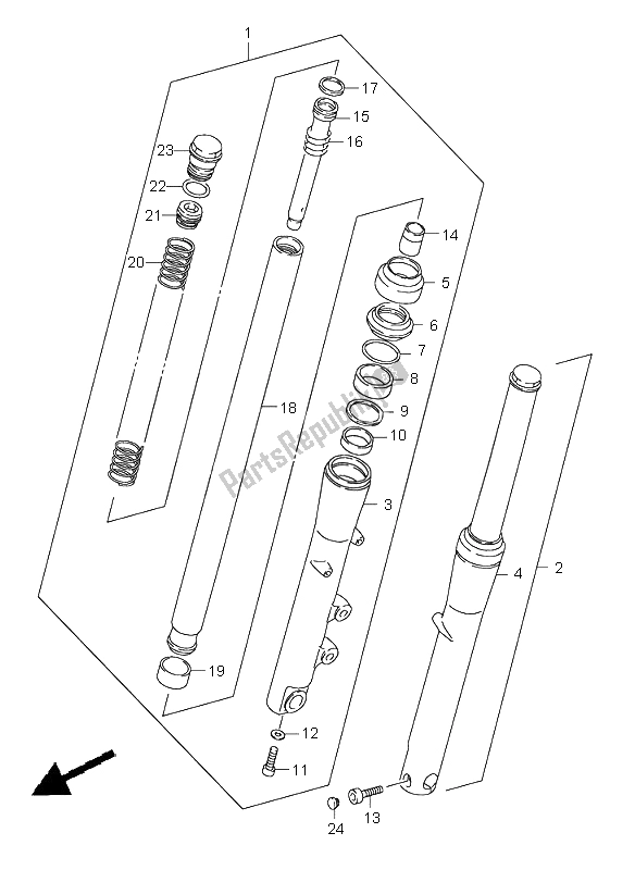 Todas las partes para Tenedor Frontal de Suzuki VS 1400 Intruder 1999