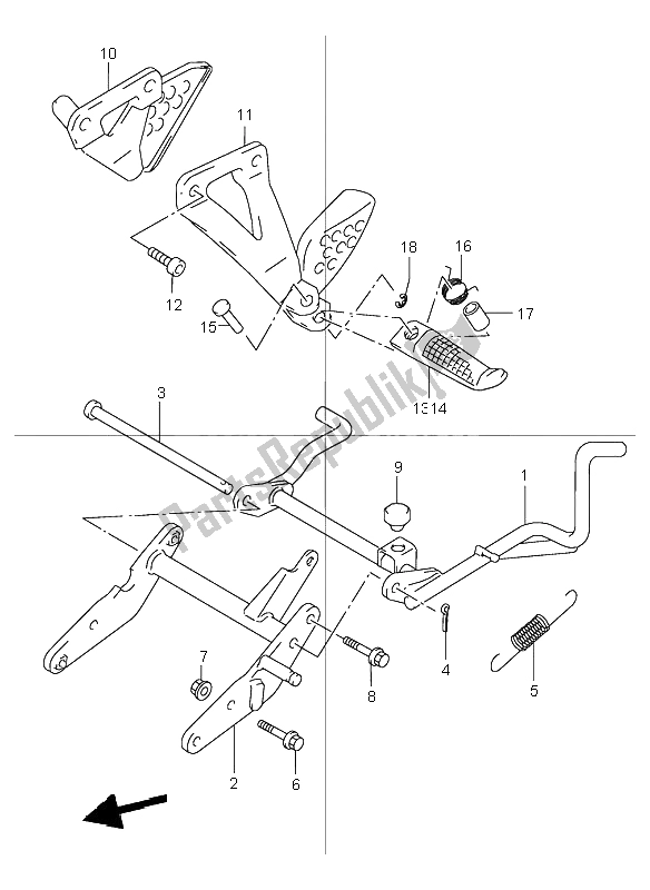 All parts for the Stand of the Suzuki TR 50S Street Magic 1998