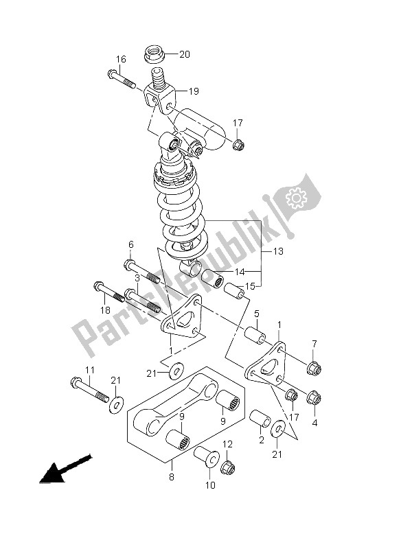 All parts for the Rear Cushion Lever of the Suzuki GSX R 750 2011