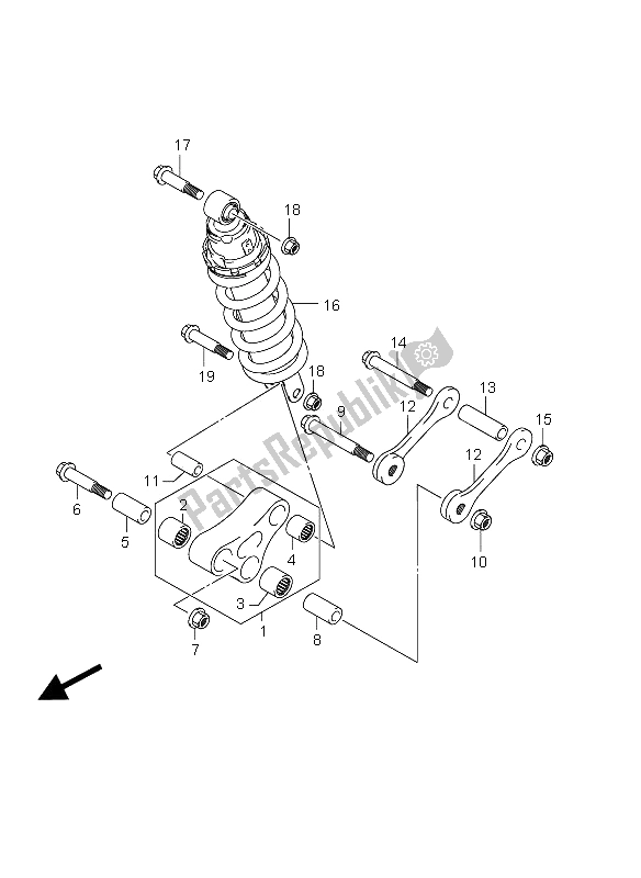 Toutes les pièces pour le Levier De Coussin Arrière (gsr750 E21) du Suzuki GSR 750A 2012
