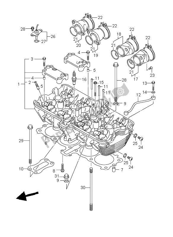 All parts for the Cylinder Head of the Suzuki GSX 1400Z 2007