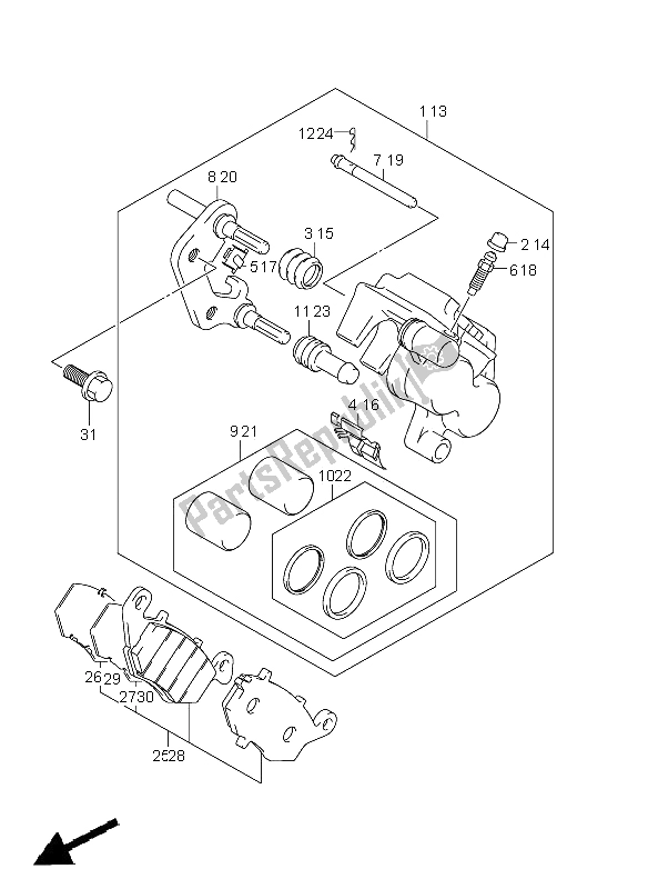 All parts for the Front Caliper of the Suzuki GSR 750 2011