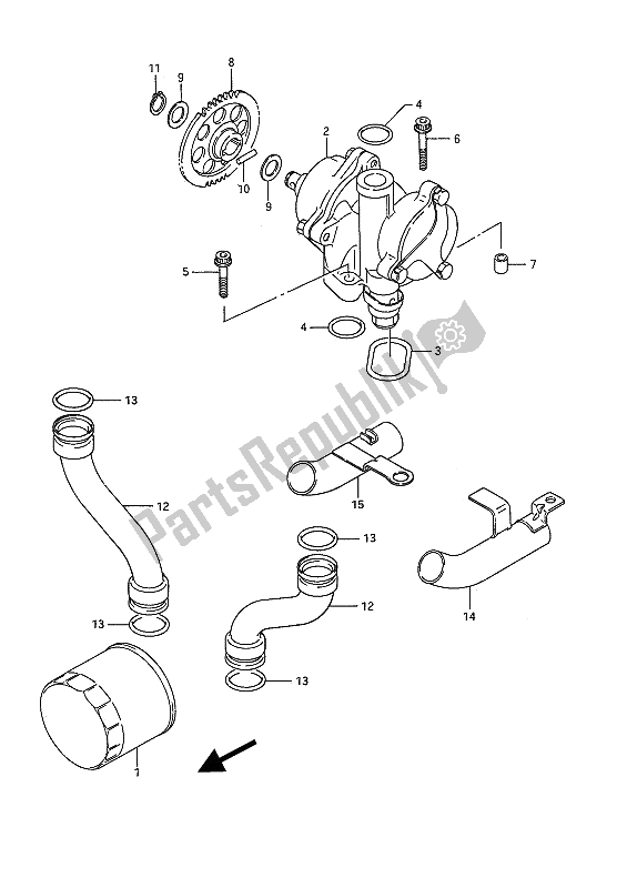 Todas las partes para Bomba De Aceite de Suzuki GSX 1100F 1989