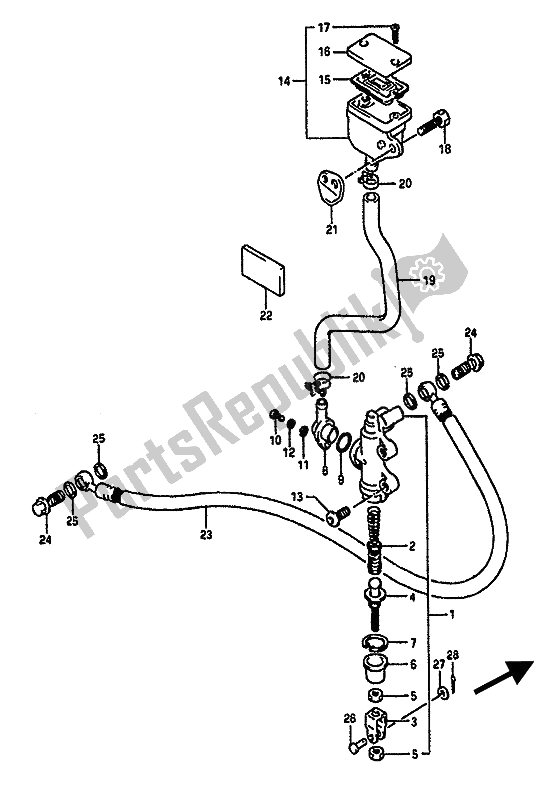 Tutte le parti per il Pompa Freno Posteriore del Suzuki GSX R 1100 1989