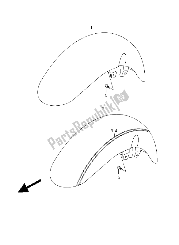 All parts for the Front Fender of the Suzuki VLR 1800R C 1800 Intruder 2008