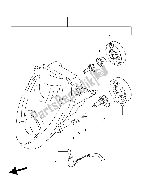 Toutes les pièces pour le Lampe Frontale (e19-p37) du Suzuki GSX 1300R Hayabusa 2000