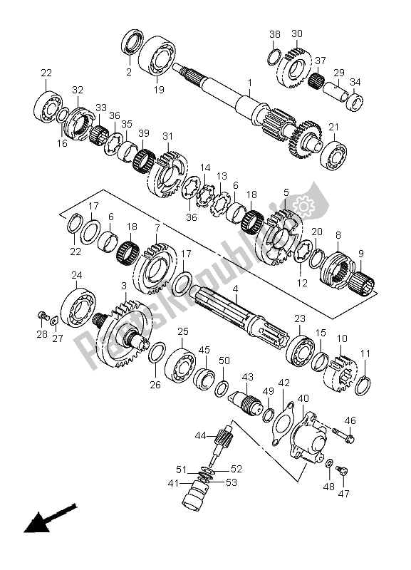 All parts for the Transmission (2) of the Suzuki LT A 400F Kingquad 4X4 2008