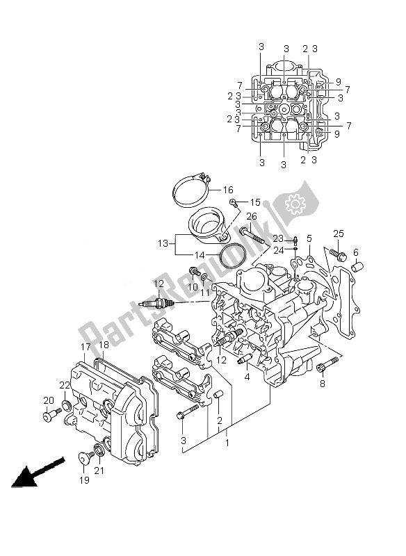 All parts for the Front Cylinder Head of the Suzuki SFV 650A Gladius 2010