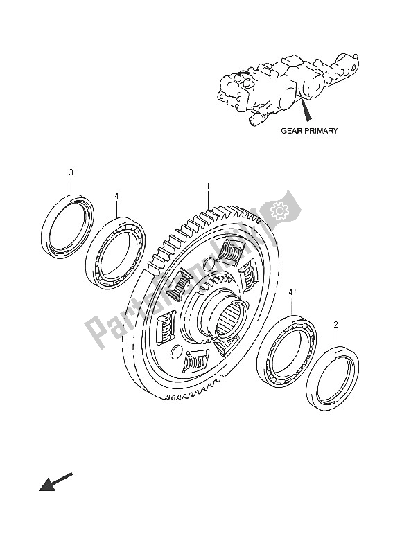 All parts for the Primary Gear of the Suzuki AN 650Z Burgman Executive 2016