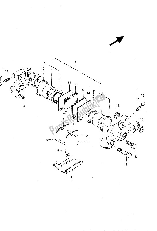 Toutes les pièces pour le étrier Arrière du Suzuki GSX R 750R 1986