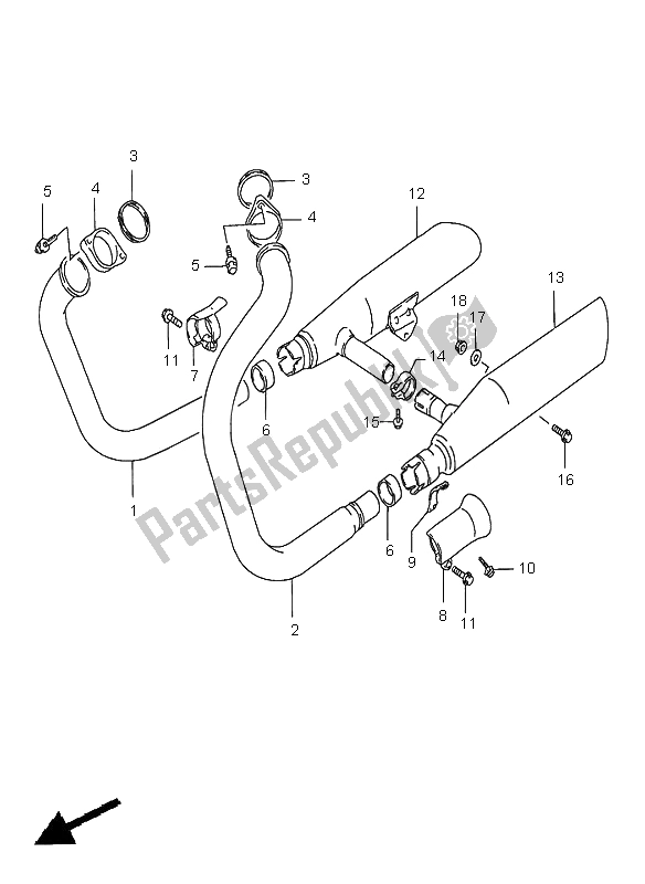 Todas las partes para Silenciador de Suzuki VS 1400 Intruder 2000