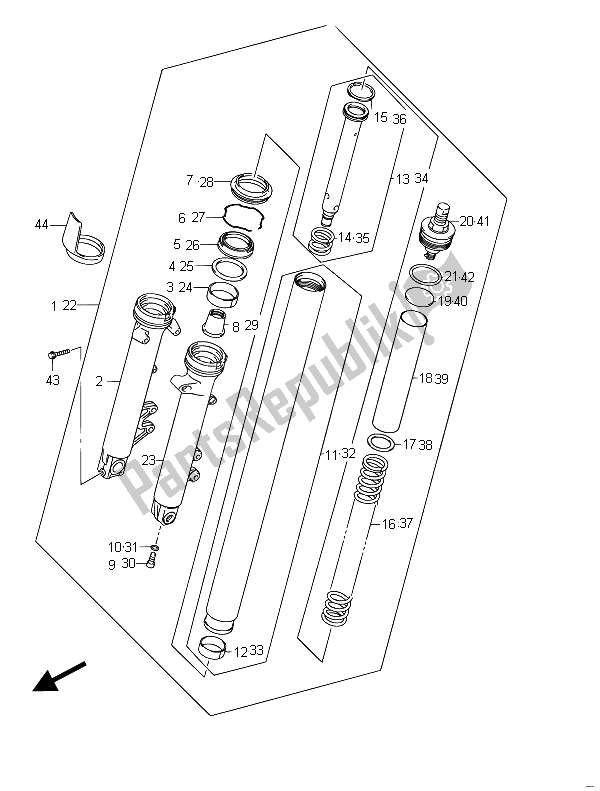 All parts for the Front Fork Damper (gsf650u) of the Suzuki GSF 650 Sasa Bandit 2011