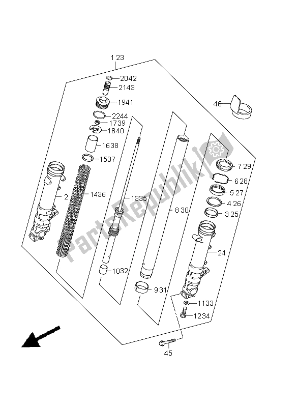 Tutte le parti per il Ammortizzatore Anteriore del Suzuki GSX 1250 FA 2011