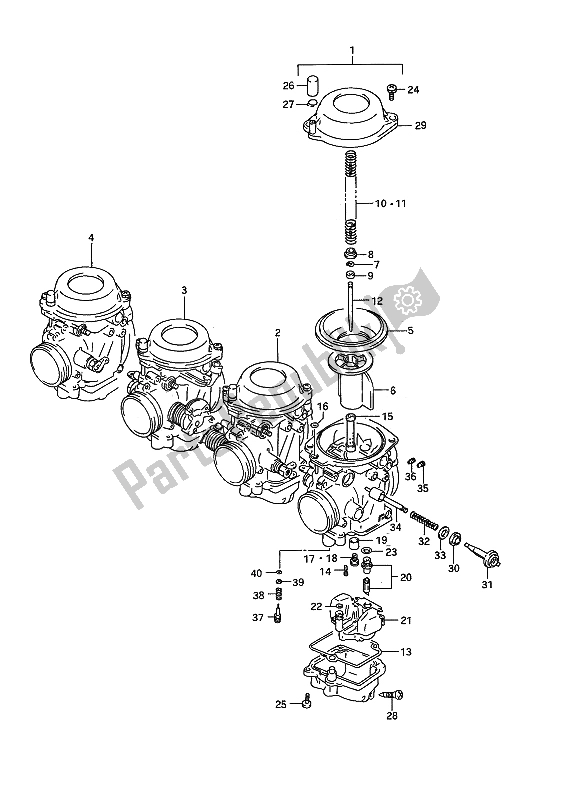 All parts for the Carburetor of the Suzuki GSX R 750W 1992