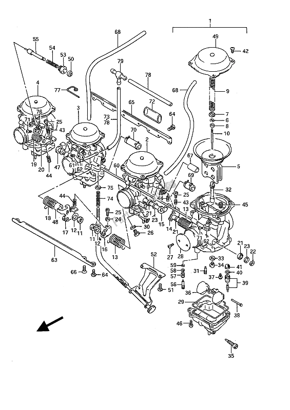 Alle onderdelen voor de Carburator van de Suzuki GSX 1100F 1989