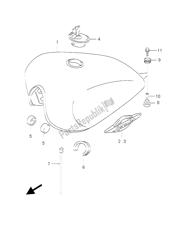 Todas las partes para Depósito De Combustible de Suzuki GZ 250 Marauder 2005