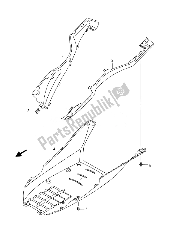 Tutte le parti per il Scudo Gamba Laterale del Suzuki UH 200A Burgman 2014