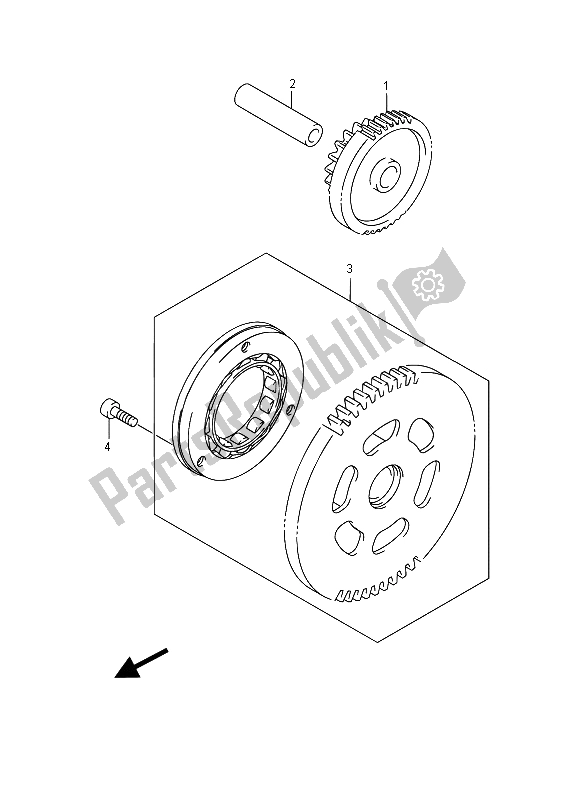 All parts for the Starter Clutch of the Suzuki UH 200A Burgman 2015