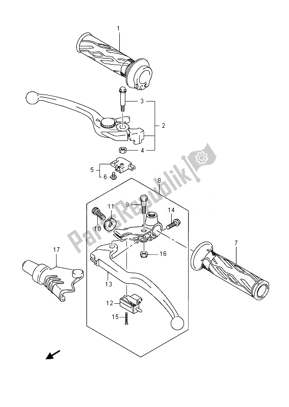 All parts for the Handle Lever of the Suzuki GSR 750A 2014