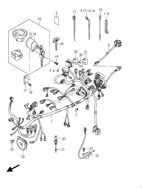 All parts for the Wiring Harness (vzr1800 E02) of the Suzuki VZR 1800 NZR M Intruder 2011