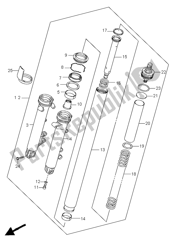 Tutte le parti per il Ammortizzatore Forcella Anteriore (gsf650s-su-sa-sua) del Suzuki GSF 650 Nsnasa Bandit 2005