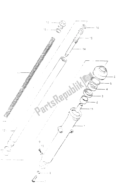 All parts for the Front Fork Right Damper of the Suzuki GSX 400 ES 1985