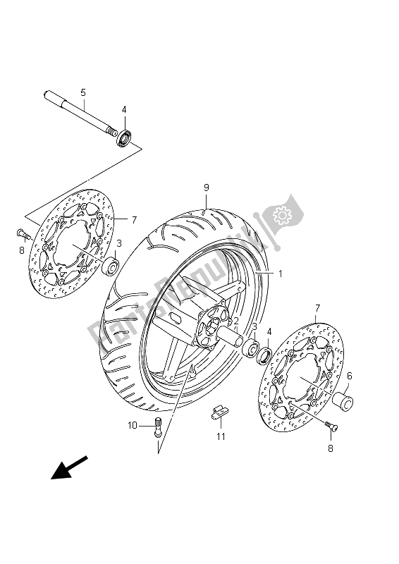 All parts for the Front Wheel (gsx650fu E21) of the Suzuki GSX 650 FA 2012