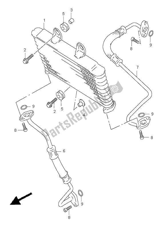 All parts for the Oil Cooler of the Suzuki XF 650 Freewind 1997