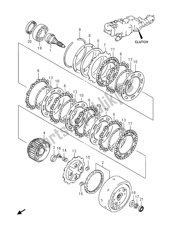 All parts for the Clutch of the Suzuki AN 650Z Burgman Executive 2014