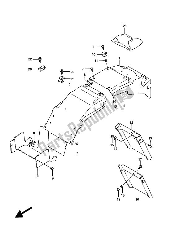 Tutte le parti per il Parafango Posteriore del Suzuki GSX R 750W 1993