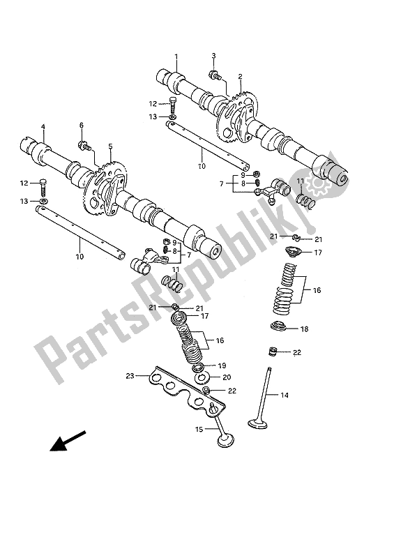 Tutte le parti per il Albero A Camme E Valvola del Suzuki GSX 1100F 1989