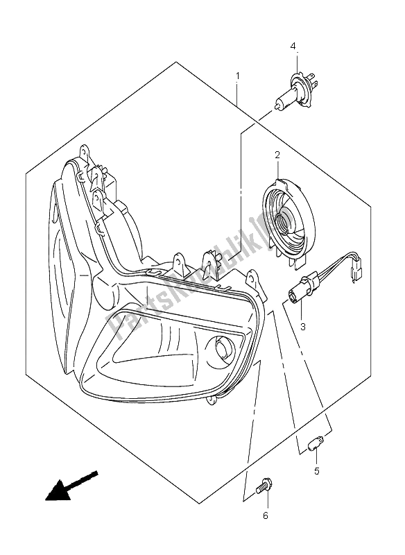 Todas las partes para Faro Delantero (sv1000s-s1-s2 E2-e19) de Suzuki SV 1000 NS 2005