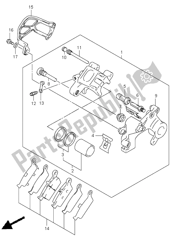 Tutte le parti per il Pinza Posteriore del Suzuki RM 125 2003