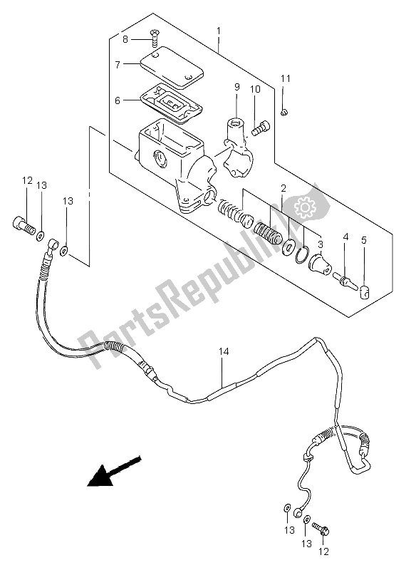 All parts for the Clutch Master Cylinder of the Suzuki VS 800 Intruder 2005