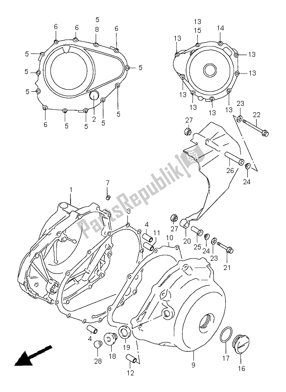 Wszystkie części do Pokrywa Skrzyni Korbowej Suzuki VZ 800 Marauder 2003