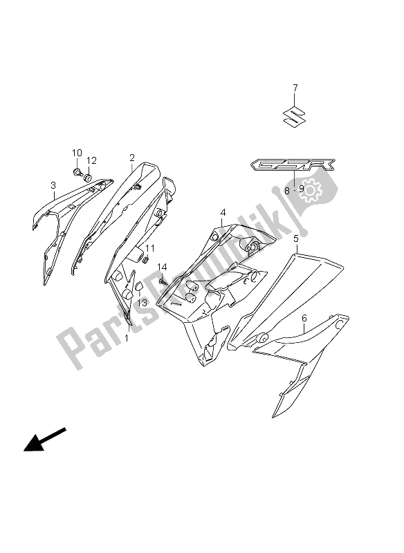 Alle onderdelen voor de Frame Lichaam Deksel van de Suzuki GSR 750A 2012