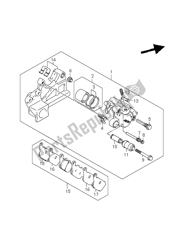 All parts for the Rear Caliper (gsf650a-ua-sa-sua) of the Suzuki GSF 650 Nsnasa Bandit 2007