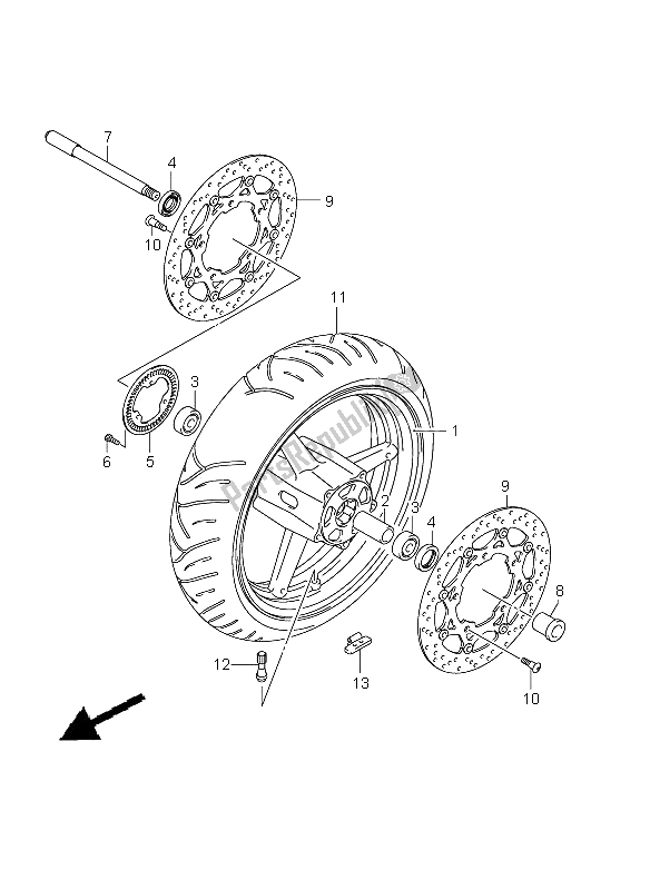 Tutte le parti per il Ruota Anteriore (gsx650fua E21) del Suzuki GSX 650 FA 2011