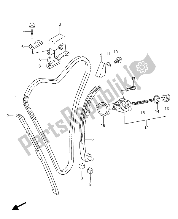 Alle onderdelen voor de Cam Ketting van de Suzuki GSX 600 FUU2 1991