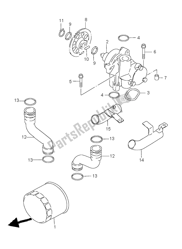 Tutte le parti per il Pompa Dell'olio del Suzuki GSX 750F 2002