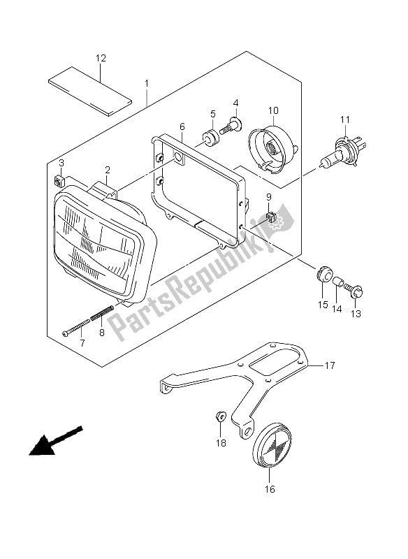 Toutes les pièces pour le Lampe Frontale (e24) du Suzuki DR Z 400S 2006