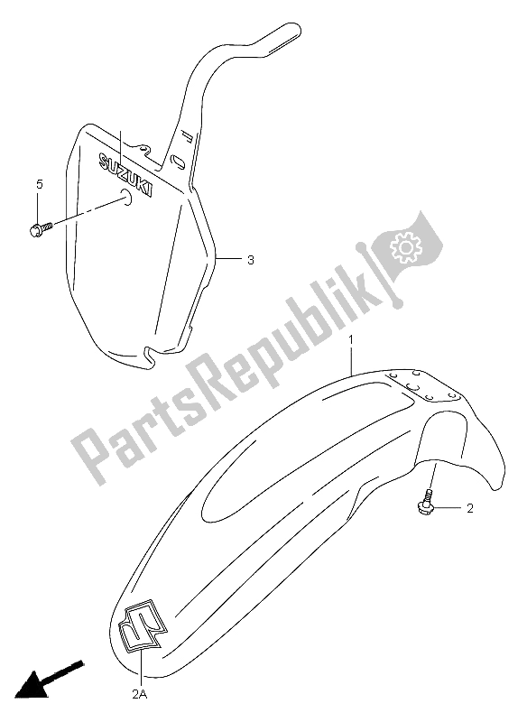 All parts for the Front Fender of the Suzuki DR Z 125 SW LW 2005