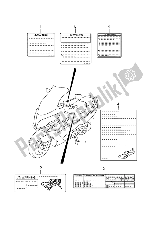 Todas las partes para Etiqueta (an400za E2) de Suzuki Burgman AN 400 AZA 2011