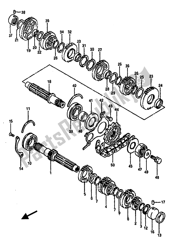 All parts for the Transmission of the Suzuki GSX R 750 1990