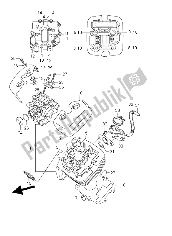 Tutte le parti per il Testata (anteriore) del Suzuki VL 250 Intruder 2002