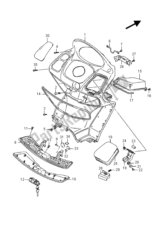 Todas las partes para Caja Frontal de Suzuki UH 125A Burgman 2015